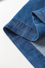 Load image into Gallery viewer, Dusk Blue Square Neck Side Pockets Loose Fit Denim Mini Dress - Fashion Queen -  23
