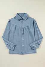 Load image into Gallery viewer, Dusk Blue Turn-down Collar Chambray Shirt - Fashion Queen -  13
