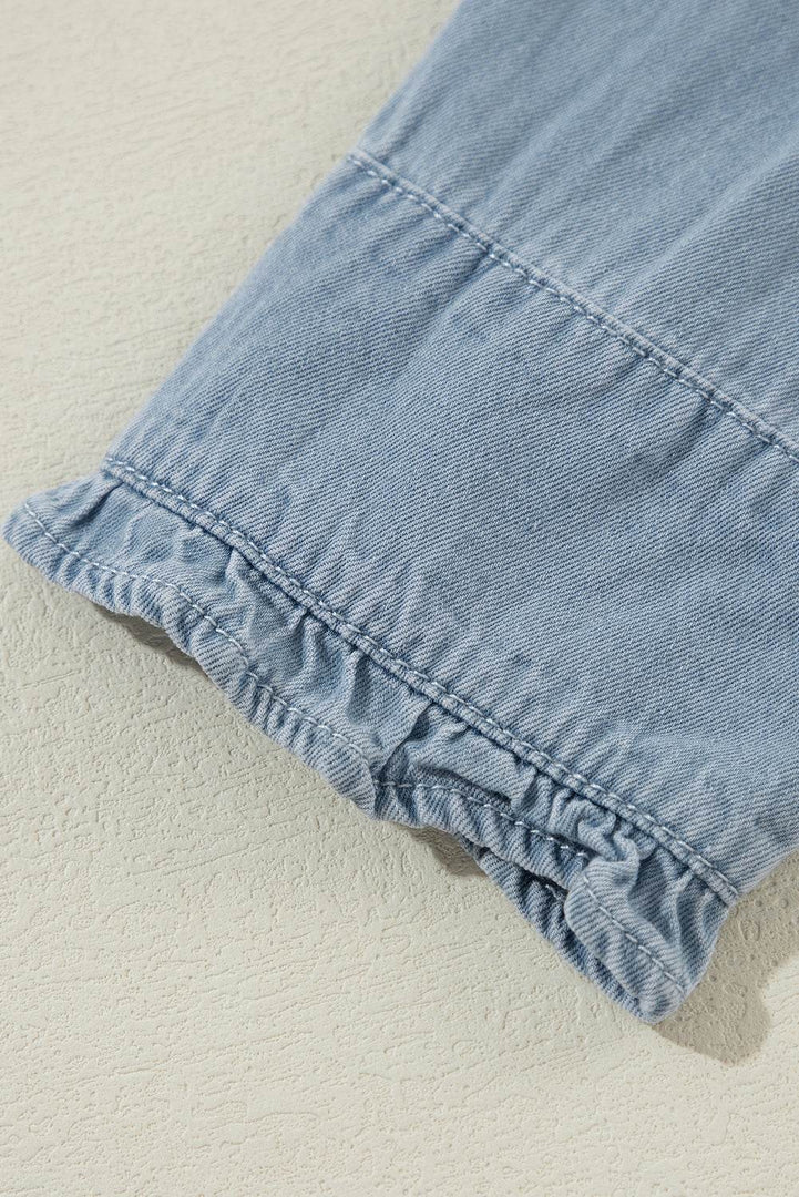 Dusk Blue Turn-down Collar Chambray Shirt - Fashion Queen -  17
