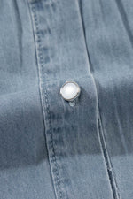 Load image into Gallery viewer, Dusk Blue Turn-down Collar Chambray Shirt - Fashion Queen -  18
