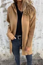 Load image into Gallery viewer, Fiery Red Solid Color Casual Zip up Hooded Coat - Fashion Queen -  7
