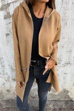 Load image into Gallery viewer, Fiery Red Solid Color Casual Zip up Hooded Coat - Fashion Queen -  9
