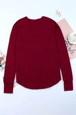 Load image into Gallery viewer, Fiery Red Solid Crew Neck Long Sleeve Top - Fashion Queen -  10
