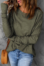 Load image into Gallery viewer, Fiery Red Solid Crew Neck Long Sleeve Top - Fashion Queen -  18
