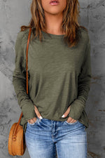 Load image into Gallery viewer, Fiery Red Solid Crew Neck Long Sleeve Top - Fashion Queen -  19
