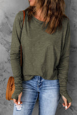 Load image into Gallery viewer, Fiery Red Solid Crew Neck Long Sleeve Top - Fashion Queen -  4
