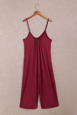 Load image into Gallery viewer, Fiery Red Spaghetti Straps Wide Leg Pocketed Jumpsuits - Fashion Queen -  13

