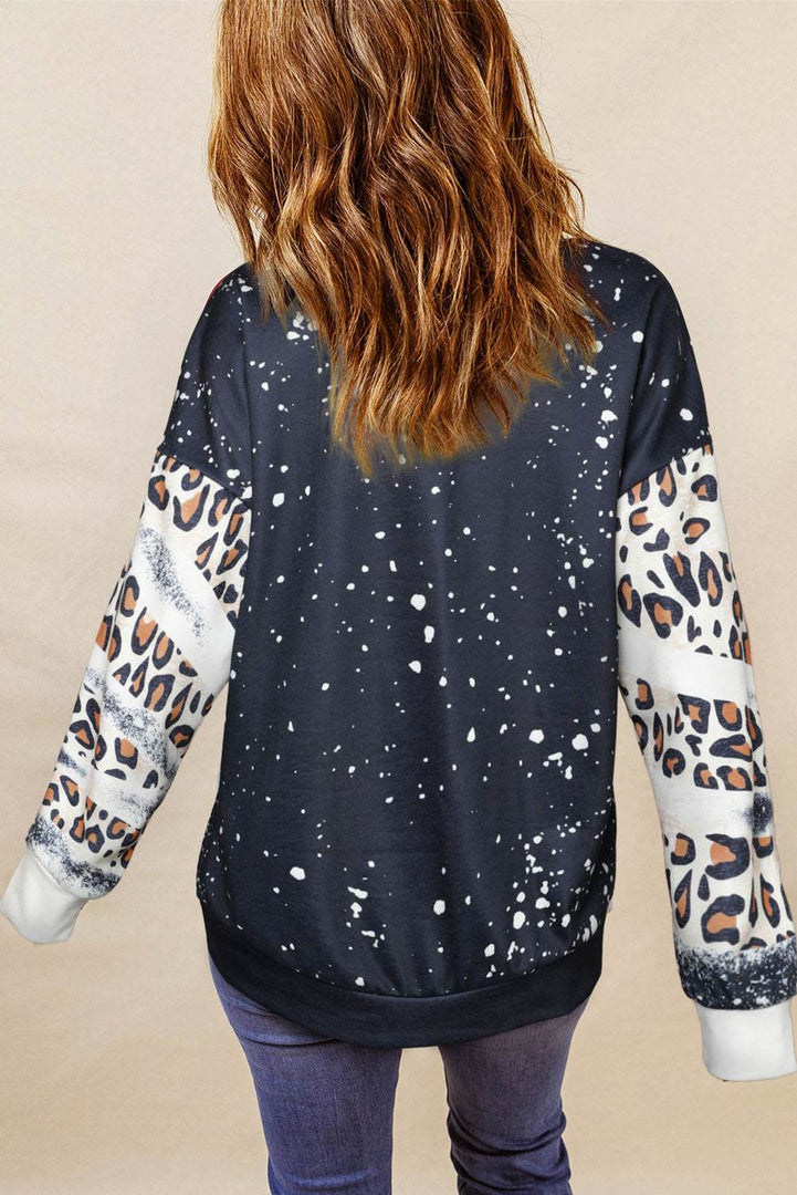 Fiery Red Tie Dye Leopard Drop Shoulder Sweatshirt - Fashion Queen -  5