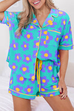 Load image into Gallery viewer, Flower Print Short Sleeve Shirt Pajamas Set - Fashion Queen -  4

