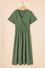 Load image into Gallery viewer, Four Leaf Clover Surplice Neckline Shirred High Waist Plus Size Maxi Dress - Fashion Queen -  1
