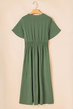 Load image into Gallery viewer, Four Leaf Clover Surplice Neckline Shirred High Waist Plus Size Maxi Dress - Fashion Queen -  2
