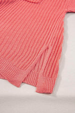 Load image into Gallery viewer, Fresh Salmon Rolled Cuffs Loose Knit Tee with Slits - Fashion Queen -  10
