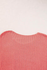 Load image into Gallery viewer, Fresh Salmon Rolled Cuffs Loose Knit Tee with Slits - Fashion Queen -  11
