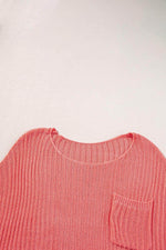 Load image into Gallery viewer, Fresh Salmon Rolled Cuffs Loose Knit Tee with Slits - Fashion Queen -  7
