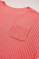 Load image into Gallery viewer, Fresh Salmon Rolled Cuffs Loose Knit Tee with Slits - Fashion Queen -  8

