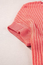 Load image into Gallery viewer, Fresh Salmon Rolled Cuffs Loose Knit Tee with Slits - Fashion Queen -  9
