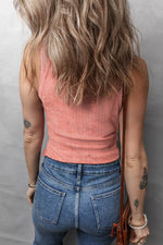 Load image into Gallery viewer, Fushia Solid Color Textured U Neck Slim Tank Top - Fashion Queen -  2
