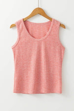 Load image into Gallery viewer, Fushia Solid Color Textured U Neck Slim Tank Top - Fashion Queen -  3
