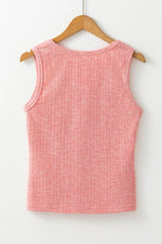Load image into Gallery viewer, Fushia Solid Color Textured U Neck Slim Tank Top - Fashion Queen -  4
