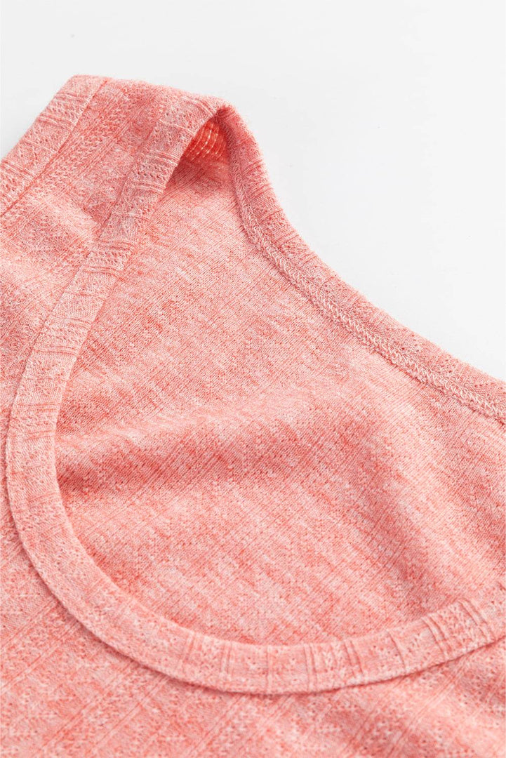 Fushia Solid Color Textured U Neck Slim Tank Top - Fashion Queen -  5