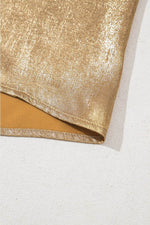Load image into Gallery viewer, Gold Metal Textured Round Neck Casual Tank Top - Fashion Queen -  8
