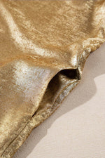 Load image into Gallery viewer, Gold Metallic Luster Crewneck Mini T-Shirt Dress - Fashion Queen -  13

