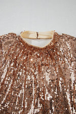Load image into Gallery viewer, Gold Sequined Long Sleeve Cutout Back Mini Dress - Fashion Queen -  10
