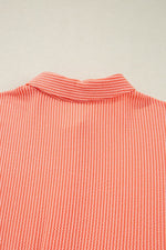 Load image into Gallery viewer, Grapefruit Orange Corded Half Sleeve Button Up High Low Hem Loose Shirt - Fashion Queen -  13
