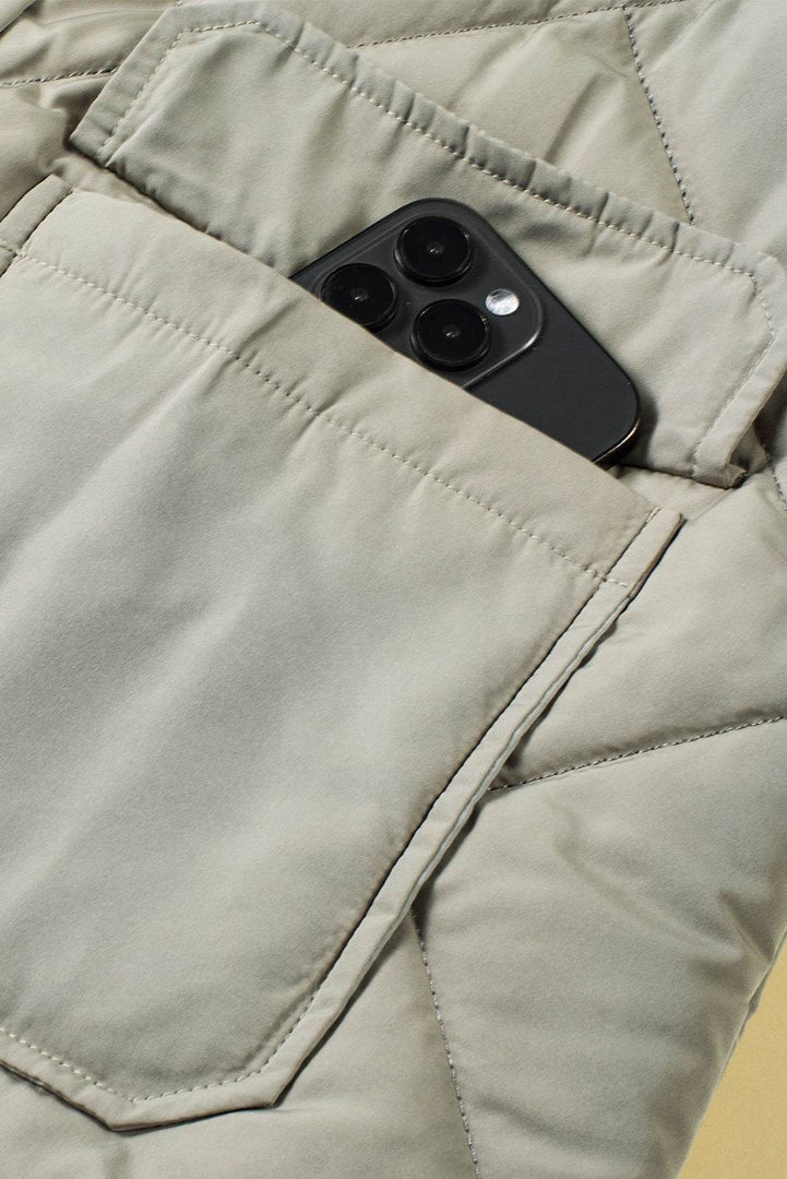 Grass Green Quilted Long Vest Jacket with Pockets - Fashion Queen -  14