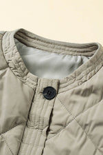 Load image into Gallery viewer, Grass Green Quilted Long Vest Jacket with Pockets - Fashion Queen -  17
