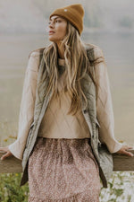 Load image into Gallery viewer, Grass Green Quilted Long Vest Jacket with Pockets - Fashion Queen -  5

