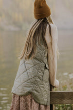 Load image into Gallery viewer, Grass Green Quilted Long Vest Jacket with Pockets - Fashion Queen -  6
