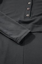 Load image into Gallery viewer, Gray Button Long Sleeve Wide Leg Jumpsuit - Fashion Queen -  9
