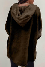 Load image into Gallery viewer, Gray Button Up Contrast Knitted Sleeves Hooded Jacket - Fashion Queen -  21
