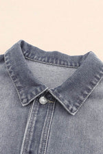 Load image into Gallery viewer, Gray Chest Pockets Drop Shoulder Loose Denim Jacket - Fashion Queen -  8
