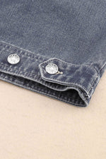 Load image into Gallery viewer, Gray Chest Pockets Drop Shoulder Loose Denim Jacket - Fashion Queen -  9
