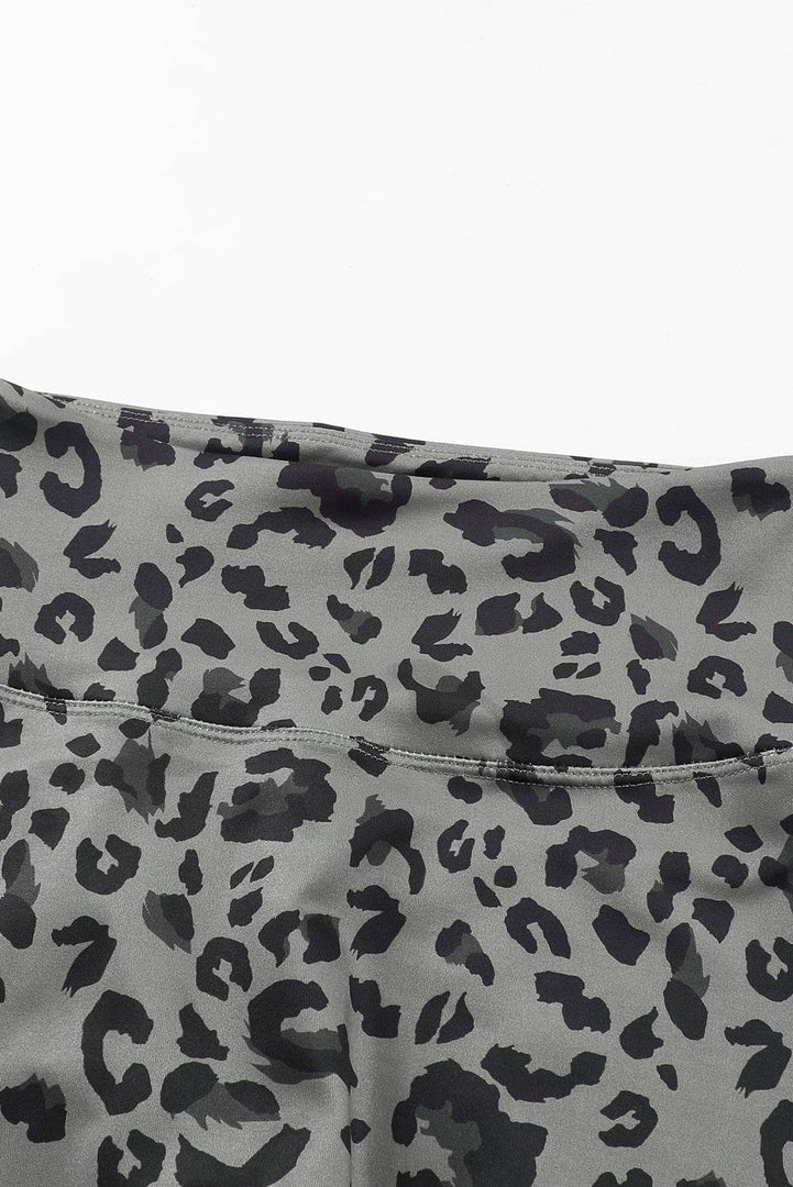 Gray Classic Leopard Print Active Leggings - Fashion Queen -  10