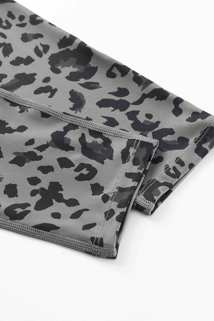 Gray Classic Leopard Print Active Leggings - Fashion Queen -  11