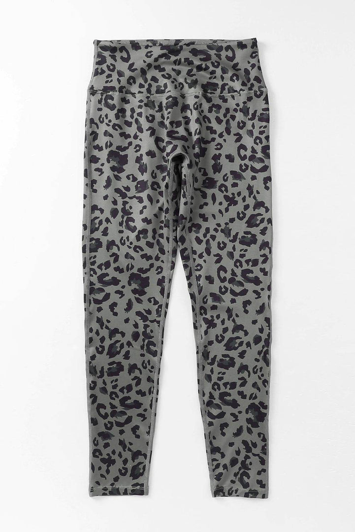 Gray Classic Leopard Print Active Leggings - Fashion Queen -  8