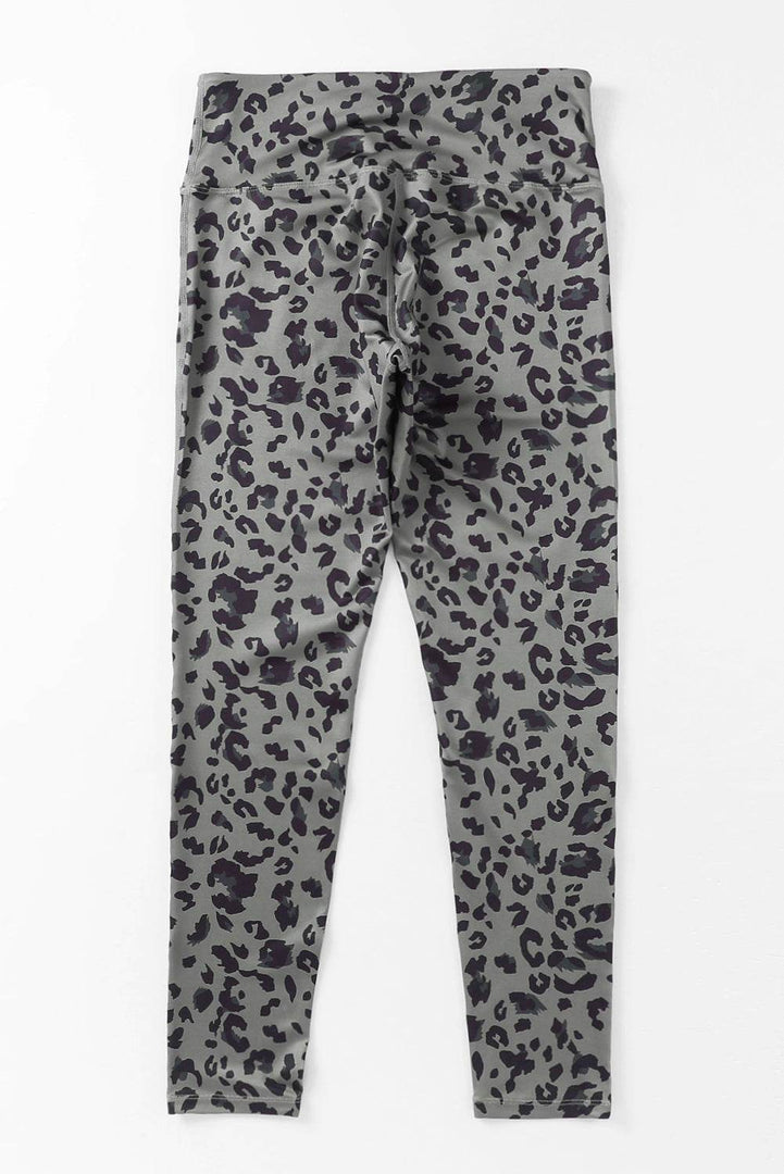 Gray Classic Leopard Print Active Leggings - Fashion Queen -  9