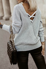 Load image into Gallery viewer, Gray Cross Back Hollow-out Sweater - Fashion Queen -  1
