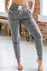 Gray Drawstring Waist Pocketed Joggers - Fashion Queen -  1