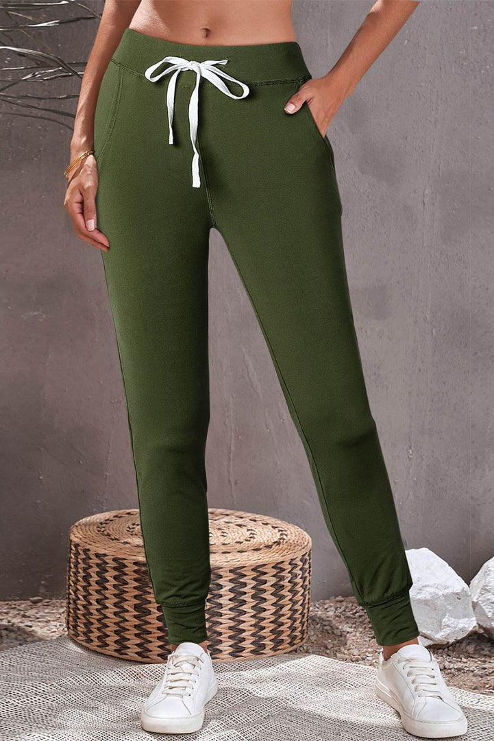 Gray Drawstring Waist Pocketed Joggers - Fashion Queen -  10