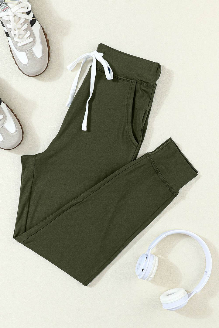 Gray Drawstring Waist Pocketed Joggers - Fashion Queen -  12