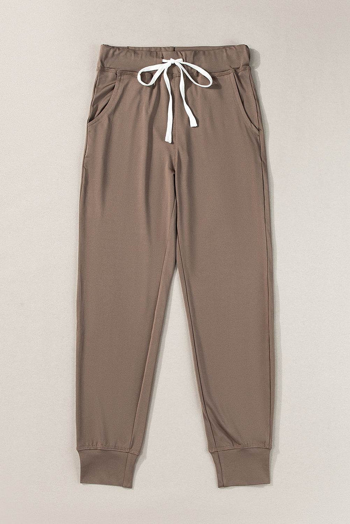 Gray Drawstring Waist Pocketed Joggers - Fashion Queen -  14