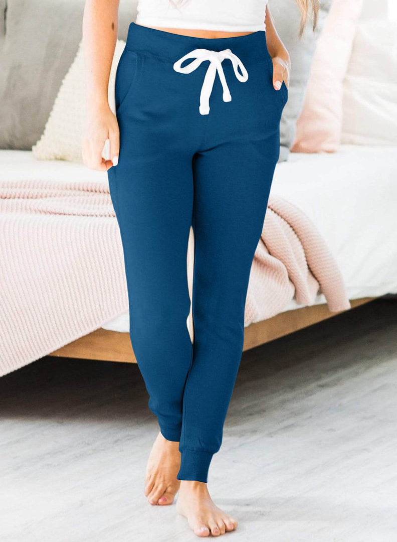 Gray Drawstring Waist Pocketed Joggers - Fashion Queen -  20