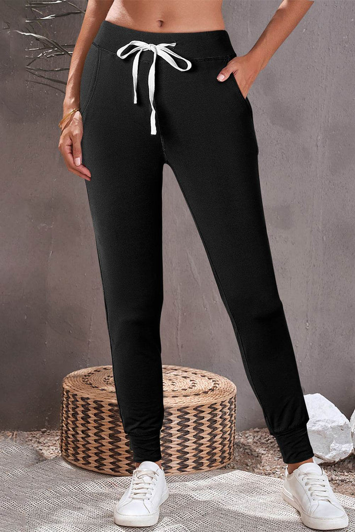 Gray Drawstring Waist Pocketed Joggers - Fashion Queen -  5