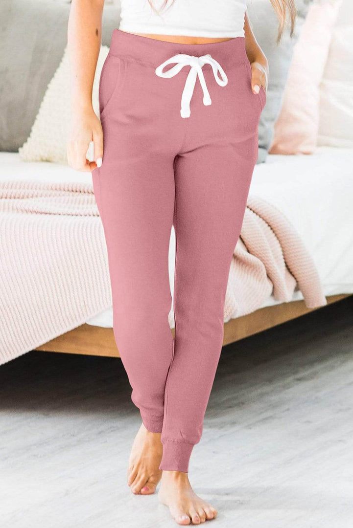 Gray Drawstring Waist Pocketed Joggers - Fashion Queen -  7