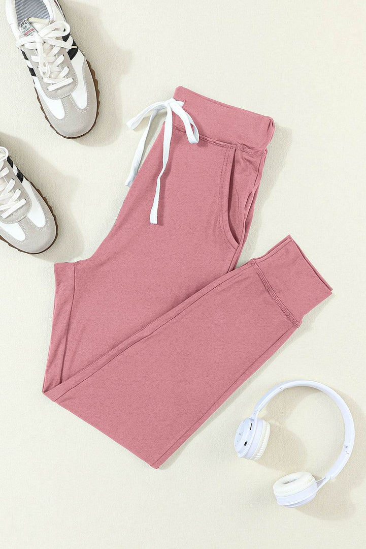Gray Drawstring Waist Pocketed Joggers - Fashion Queen -  8