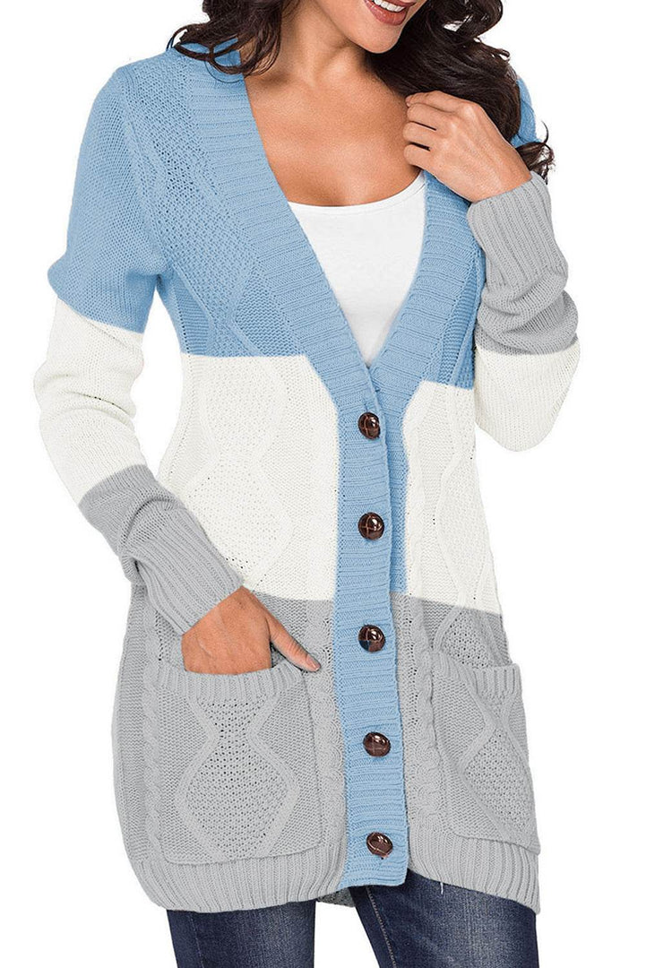 Gray Front Pocket and Buttons Closure Cardigan - Fashion Queen -  6